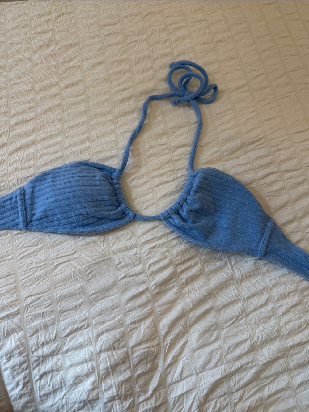 Abercrombie & Fitch Light Blue Ribbed Bikini Top